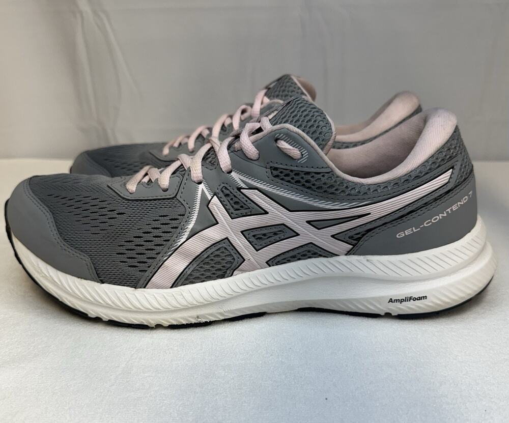 Asics Gel Contend Womens 11W Wide Running Shoes 1012A910 Pink Grey Athletic Walk